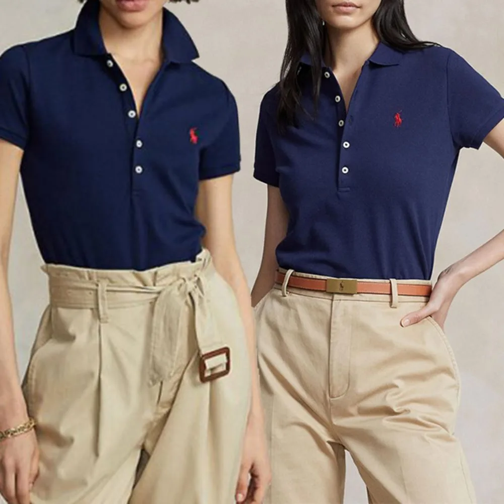 Polo Ralph Lauren 폴로 랄프로렌 여성 카라티 슬림핏 5버튼 반팔 티셔츠 썸네일 4