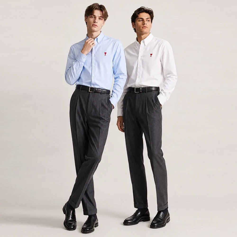 AMI Paris 아미 스몰 하트 로고 코튼 옥스포드 셔츠 썸네일 4
