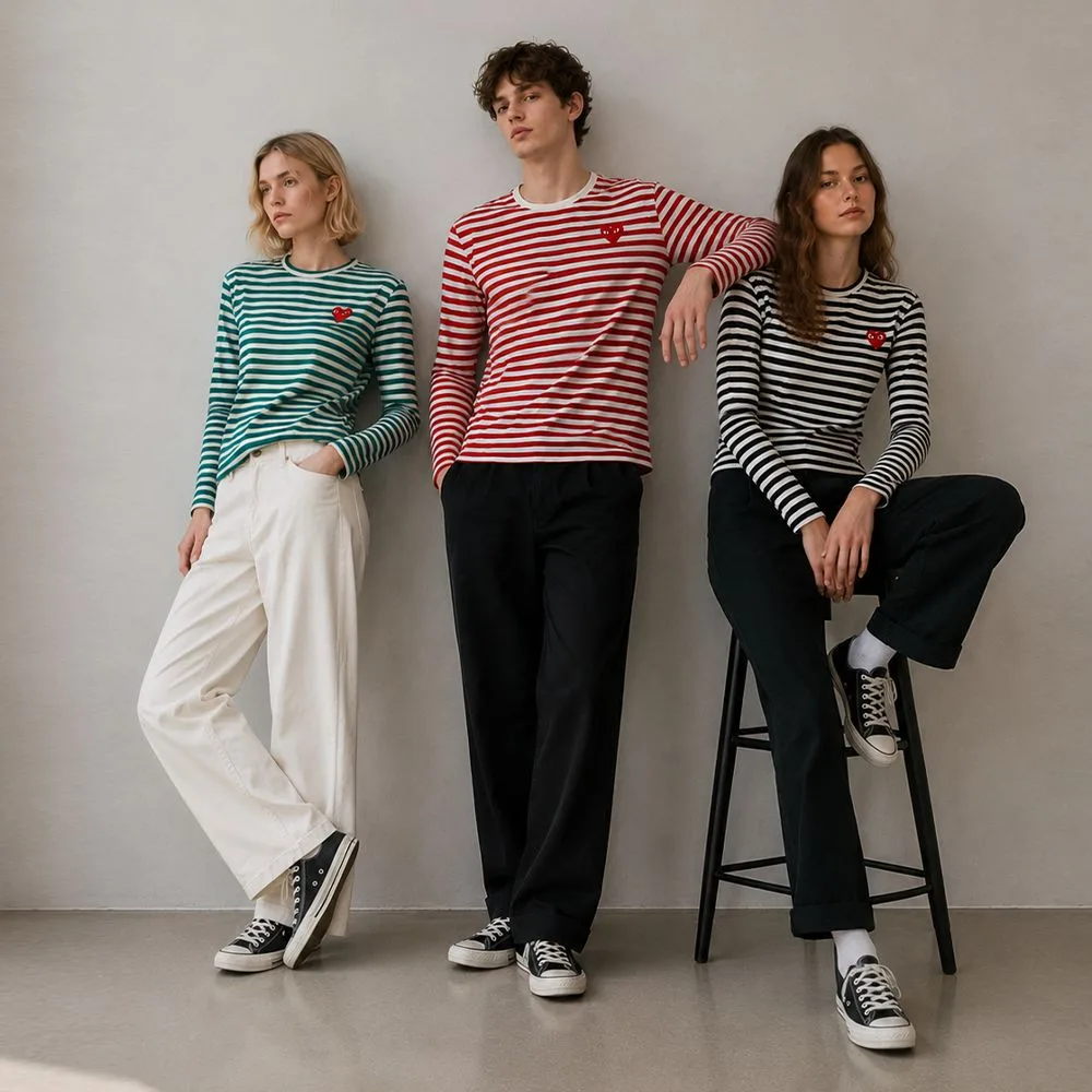 COMME des GARÇONS 꼼데가르송 레드 하트 스트라이프 롱 슬리브 긴팔티 썸네일 7