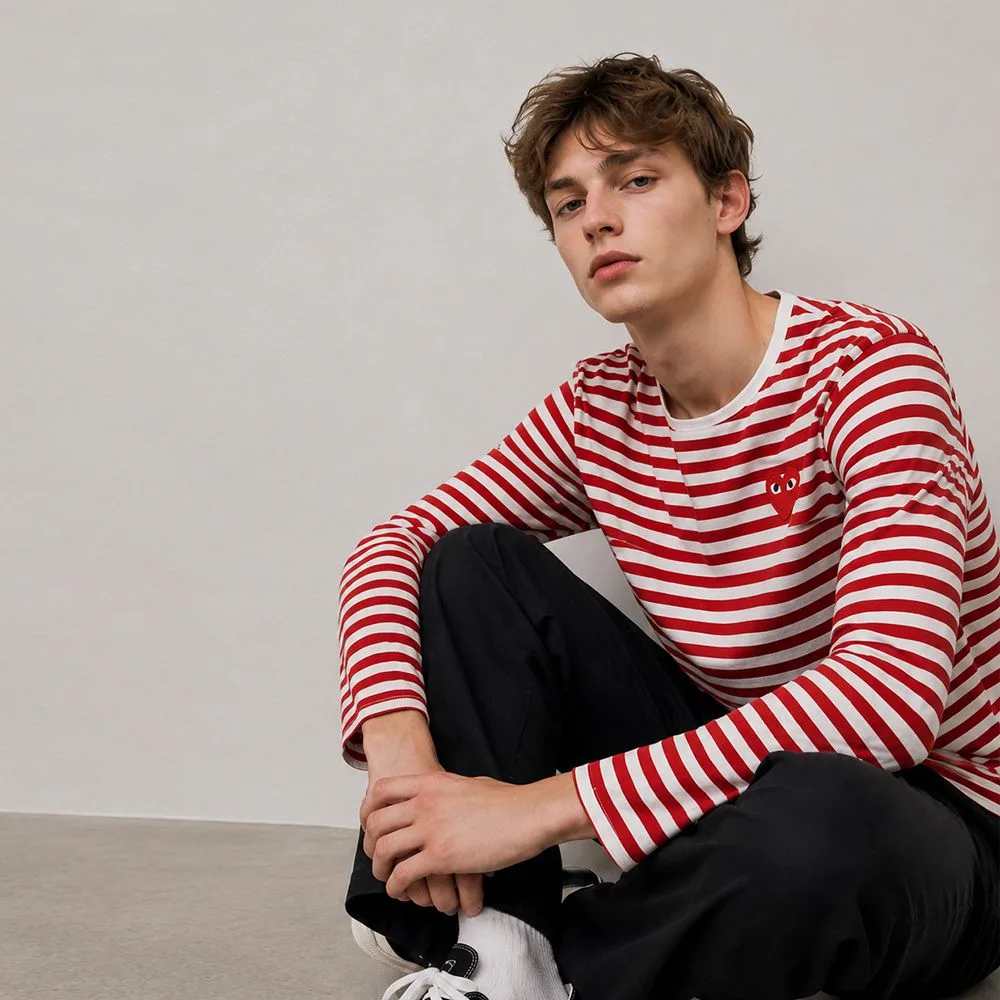COMME des GARÇONS 꼼데가르송 레드 하트 스트라이프 롱 슬리브 긴팔티 썸네일 6