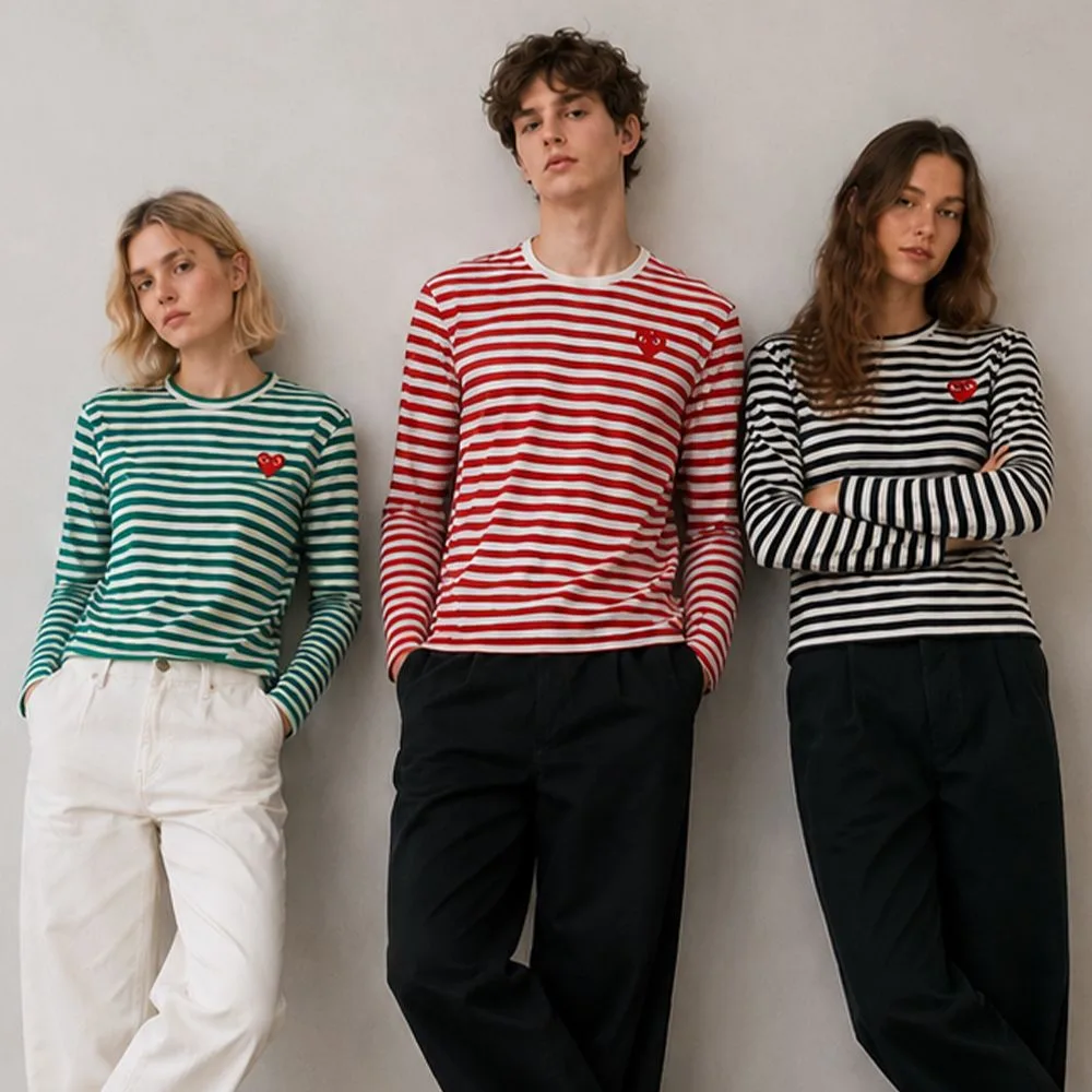 COMME des GARÇONS 꼼데가르송 레드 하트 스트라이프 롱 슬리브 긴팔티 썸네일 8