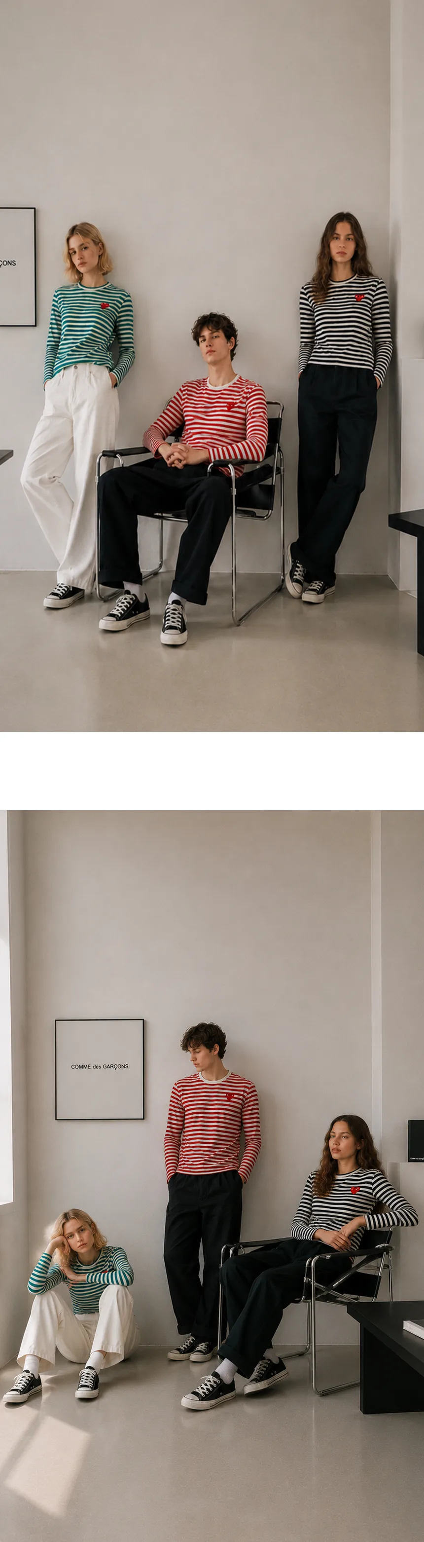 꼼데가르송 레드 하트 스트라이프 롱 슬리브 긴팔티 상세 이미지 22