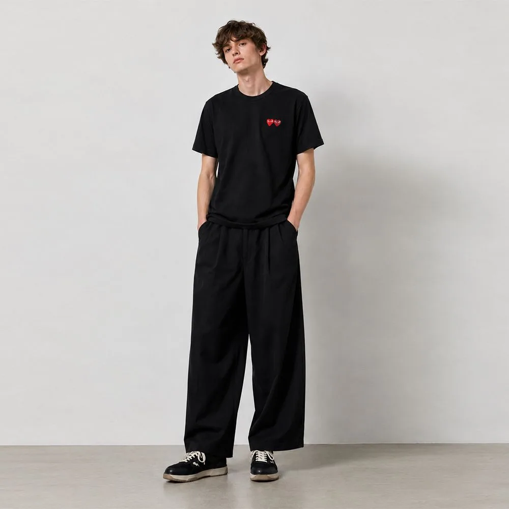 COMME des GARÇONS 꼼데가르송 CDG 더블 로고 반팔 티셔츠 정면 컷