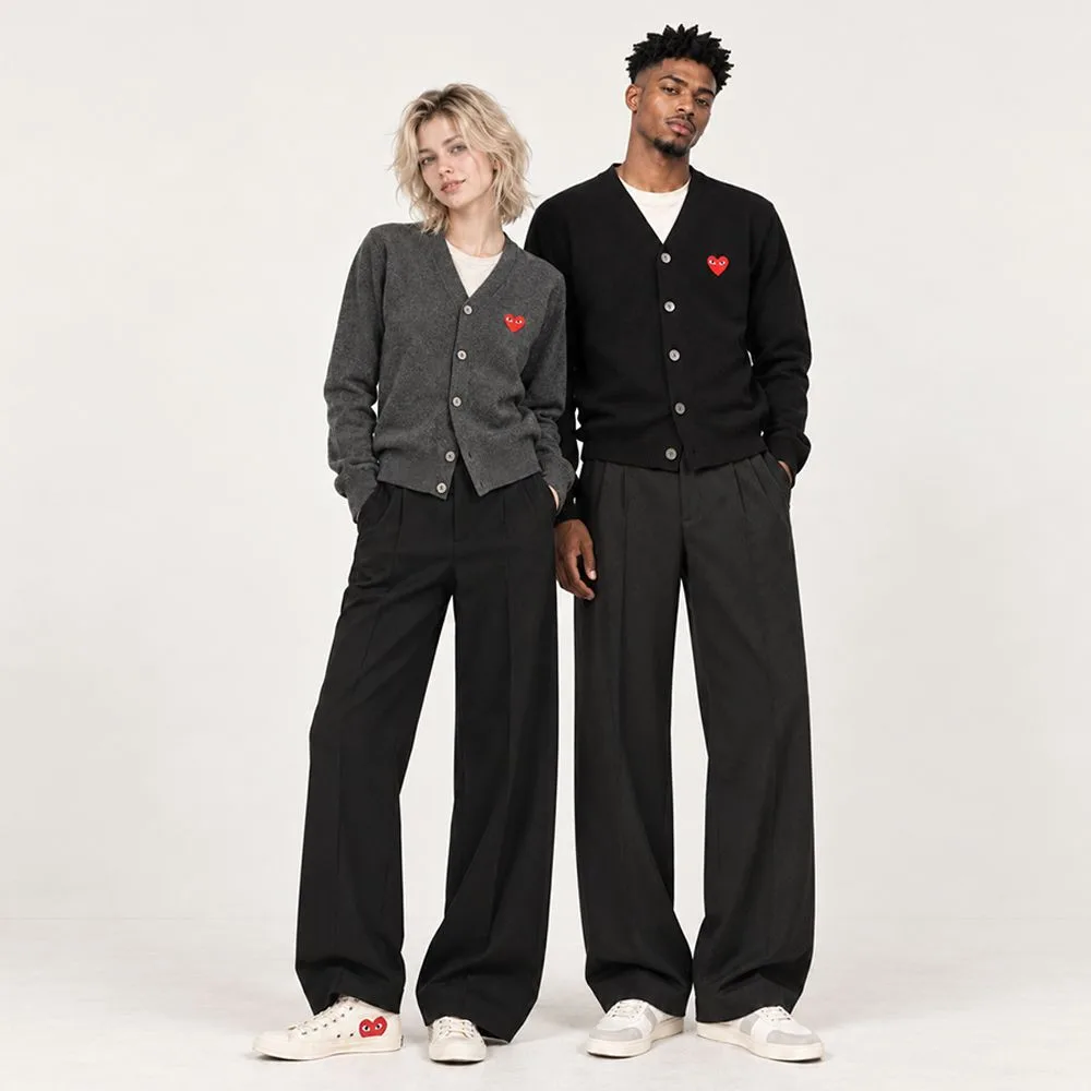 COMME des GARÇONS 꼼데가르송 플레이 남녀공용 울 V넥 가디건 썸네일 4