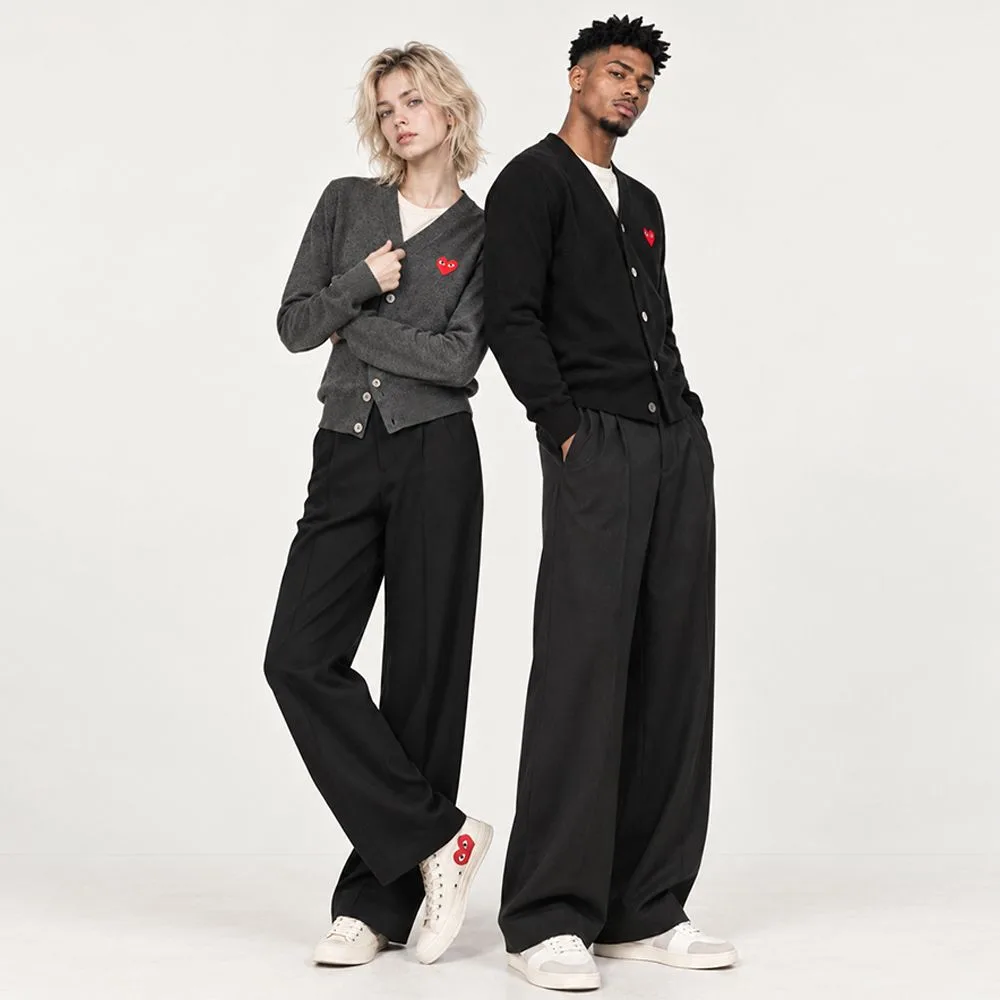 COMME des GARÇONS 꼼데가르송 플레이 남녀공용 울 V넥 가디건 썸네일 3