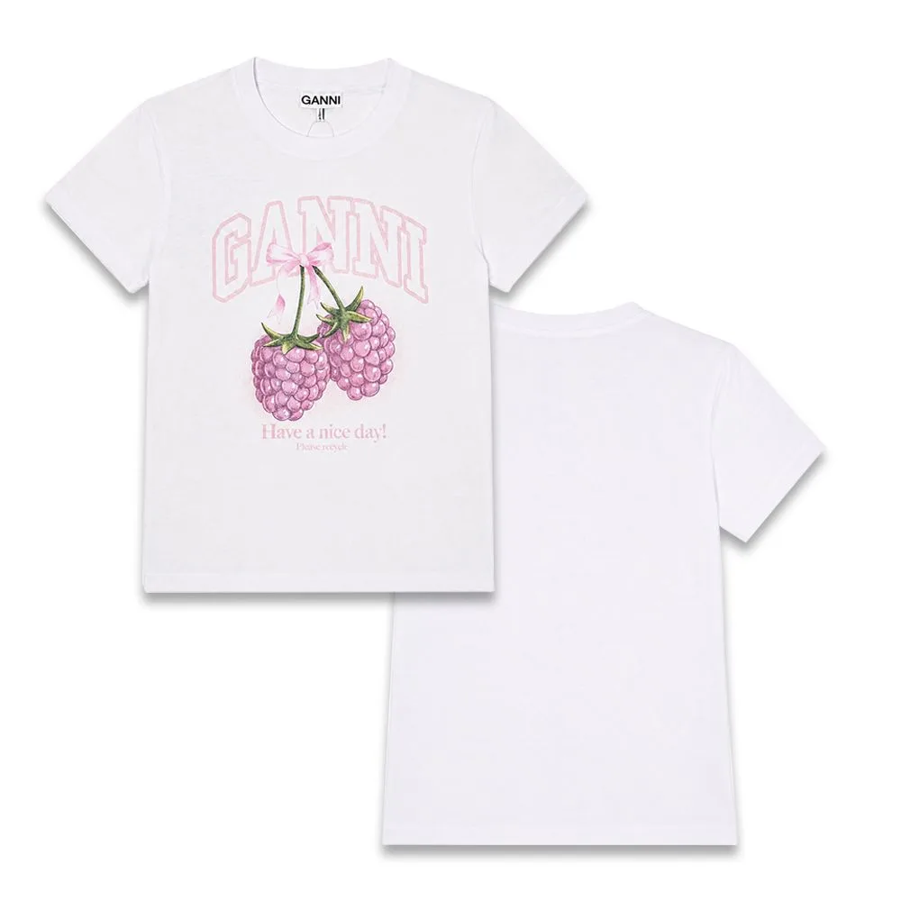 GANNI GANNI 가니 라즈베리 로고 베이비 핏 여성 반팔티 썸네일 7