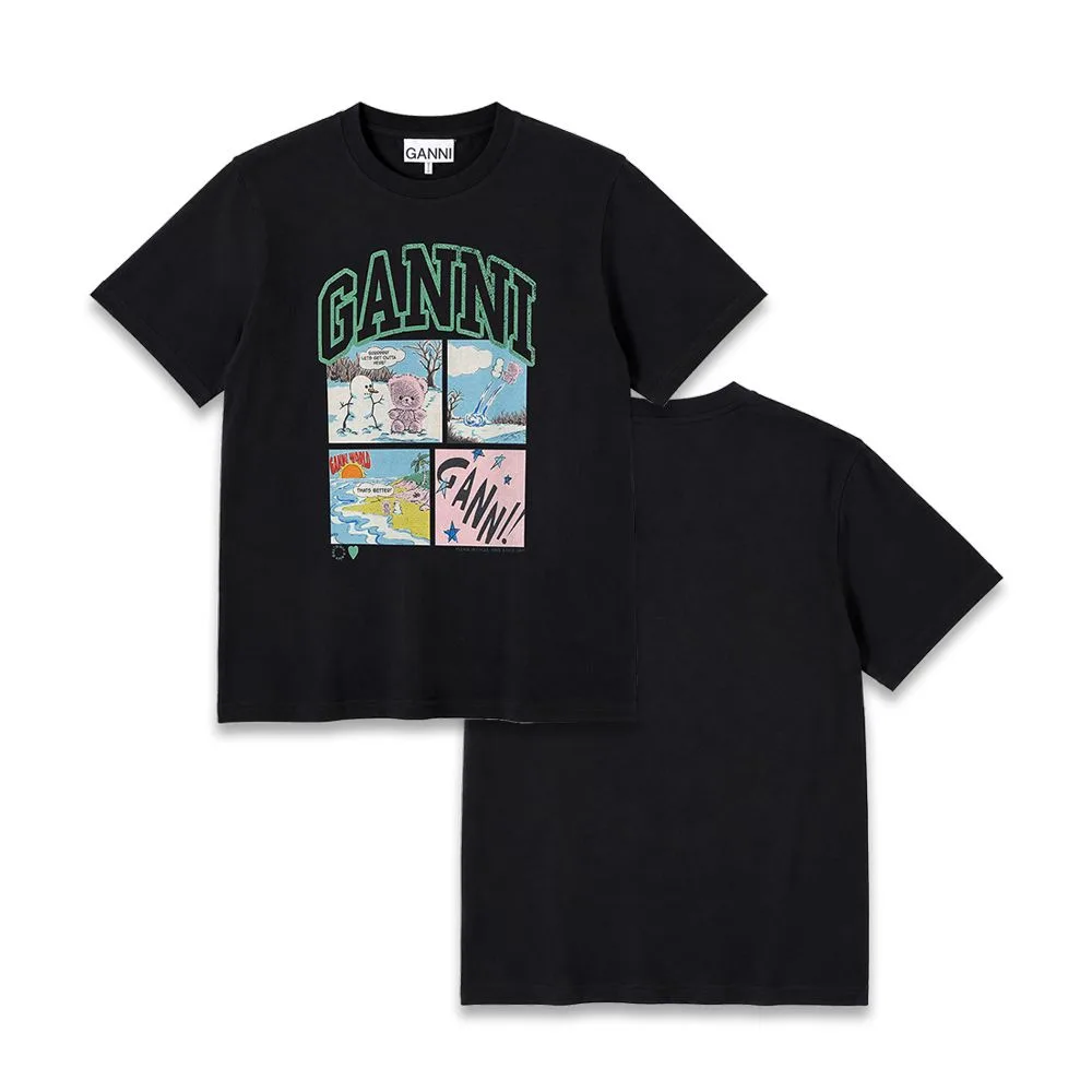 GANNI 가니 GANNI 베어 코믹 테디 로고 여성 반팔 티셔츠 썸네일 9