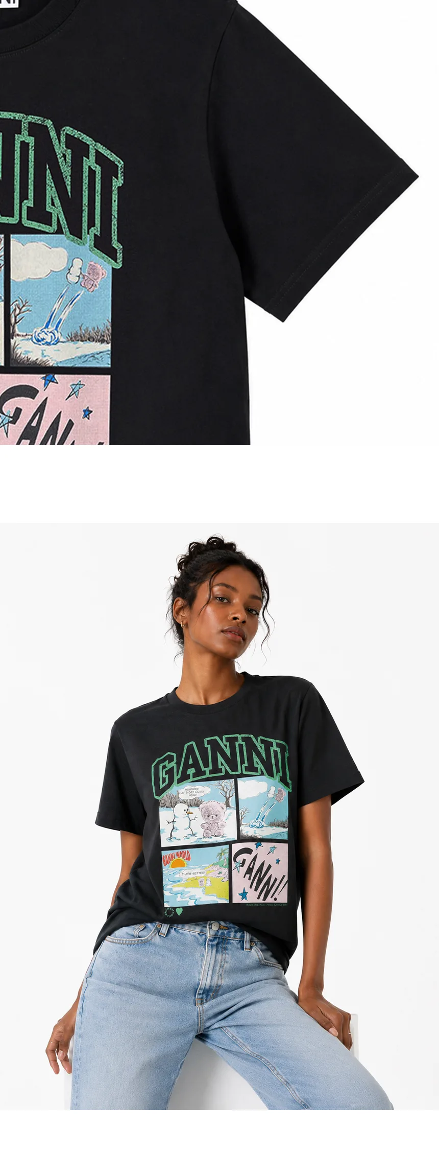 가니 GANNI 베어 코믹 테디 로고 반팔티 상세 이미지 11