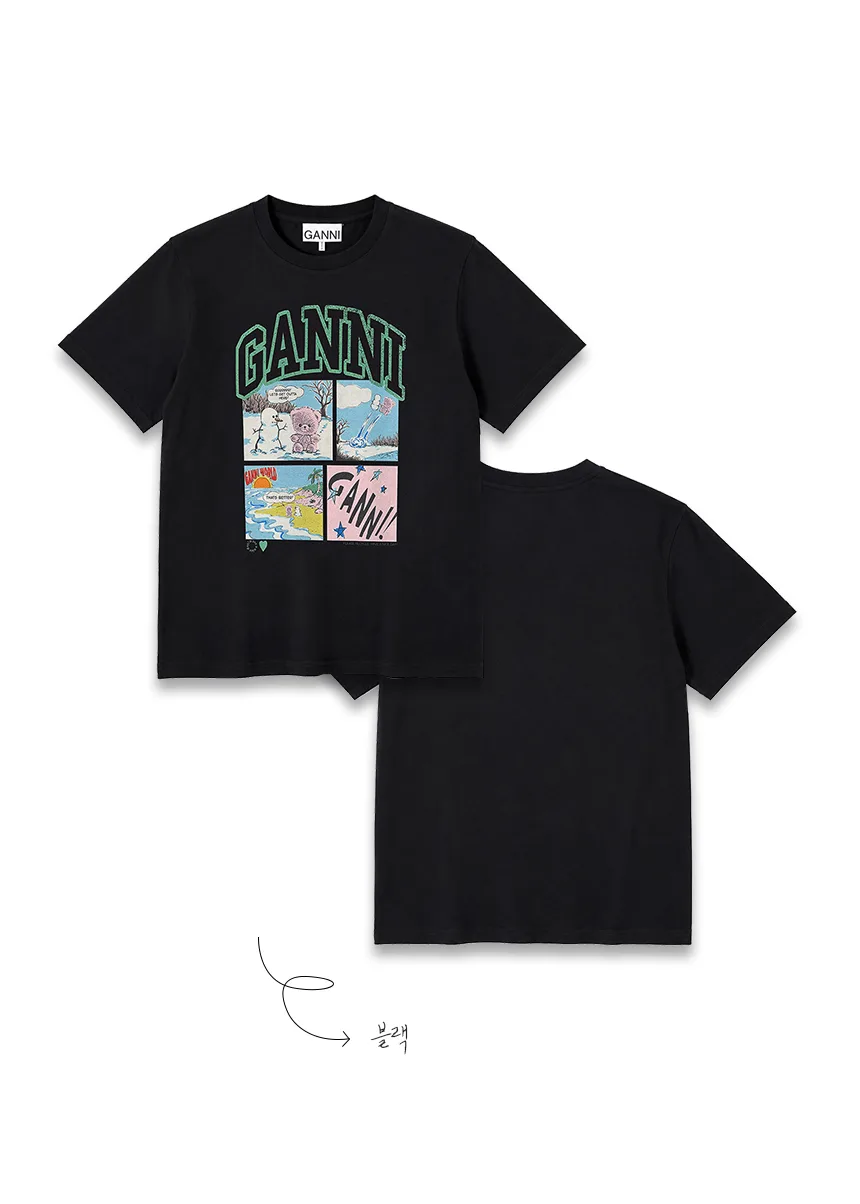 가니 GANNI 베어 코믹 테디 로고 반팔티 상세 이미지 16