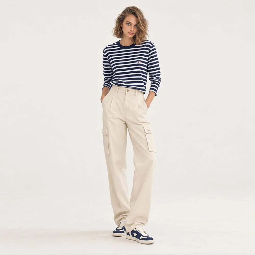 MAISON KITSUNÉ 메종키츠네 볼드 폭스헤드 로고 스프라이트 긴팔티 정면 컷