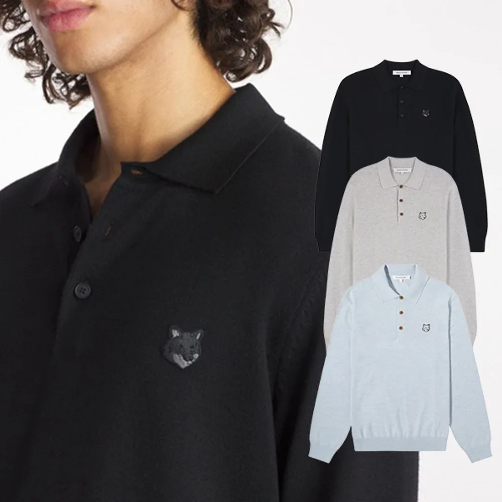 MAISON KITSUNÉ 메종키츠네 니트 남자스웨터 볼드 폭스헤드 울 카라티 썸네일 3