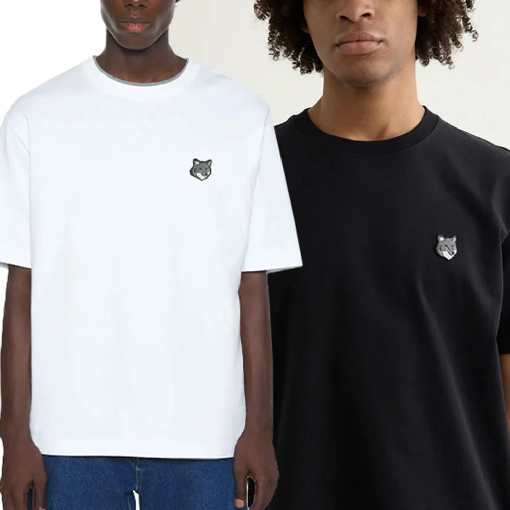 MAISON KITSUNÉ 메종키츠네 그레이 폭스 라운드넥 반팔 티셔츠 정면 컷