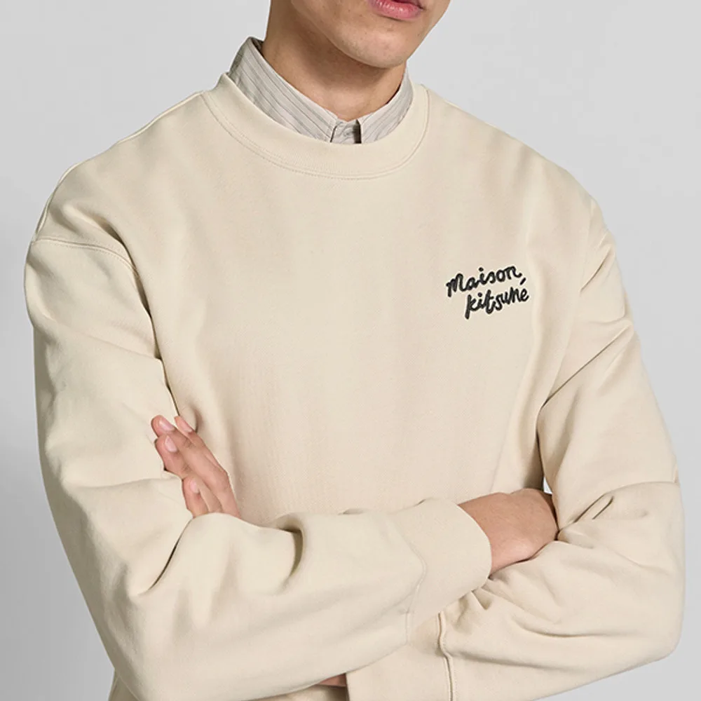 MAISON KITSUNÉ 메종키츠네 핸드라이팅 로고 맨투맨 블랙 썸네일 3