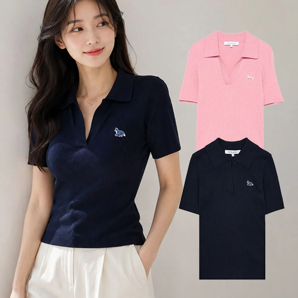 MAISON KITSUNÉ 메종키츠네 여성 베이비 폭스 패치 파인 니트 썸네일 5
