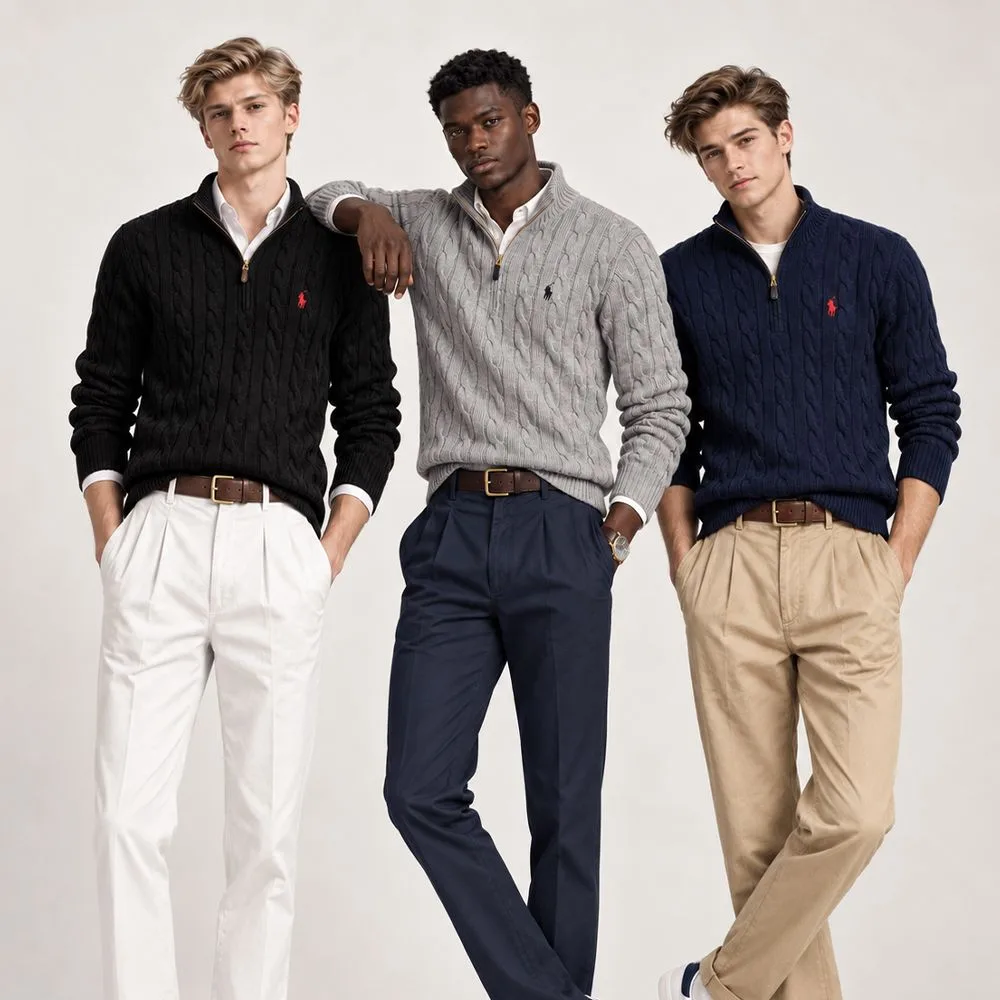 Polo Ralph Lauren 폴로 랄프로렌 남성 하프집업 케이블 니트 스웨터 썸네일 5